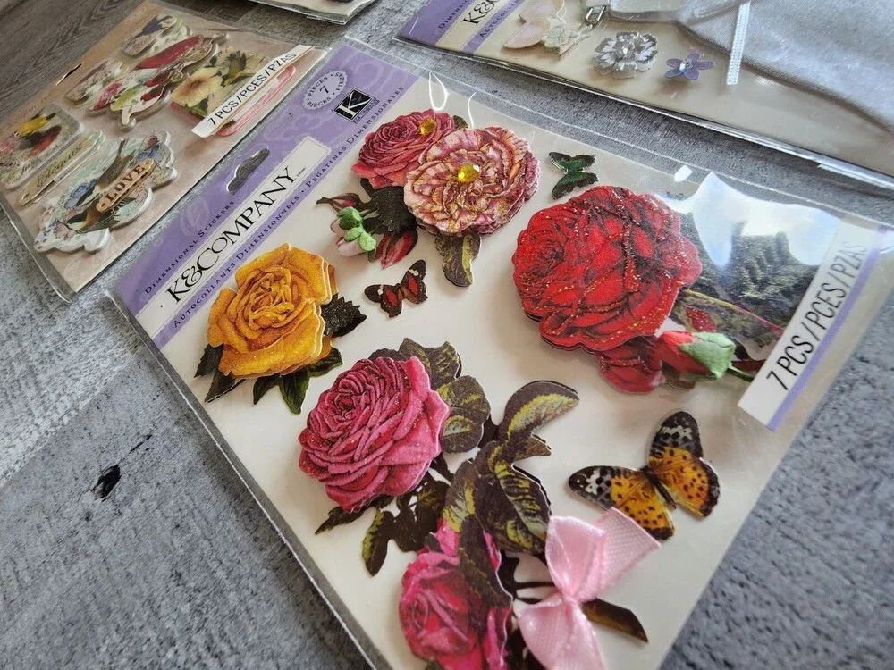 NEW Scrapbook 3D Stickers LOT - Wedding Dress Suit Flowers - K&Co Retired #33